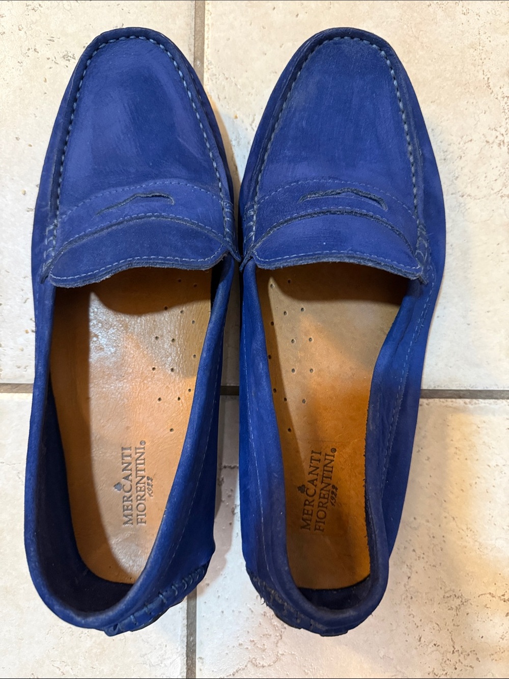 Mercanti Fiorentini Royal Blue Suede Penny Loafers
